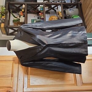 Sans Souci Black Tuxedo Style Jacket Vintage Womens Medium Satin Like Sheen